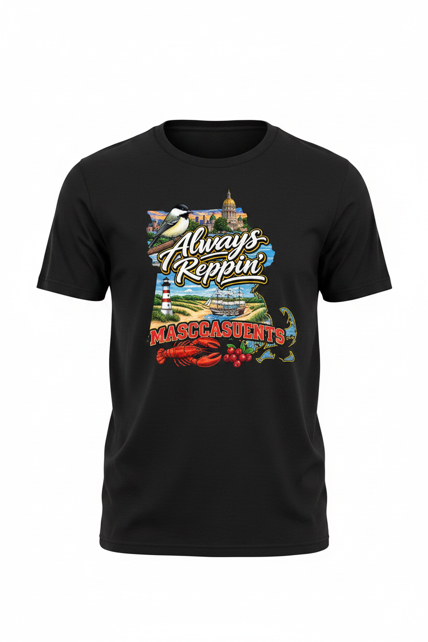 Always Reppin Massachusetts T-Shirt - Black