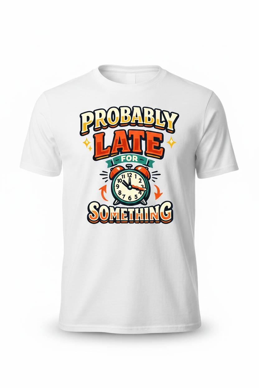 White - Probably Late For Something T-Shirt