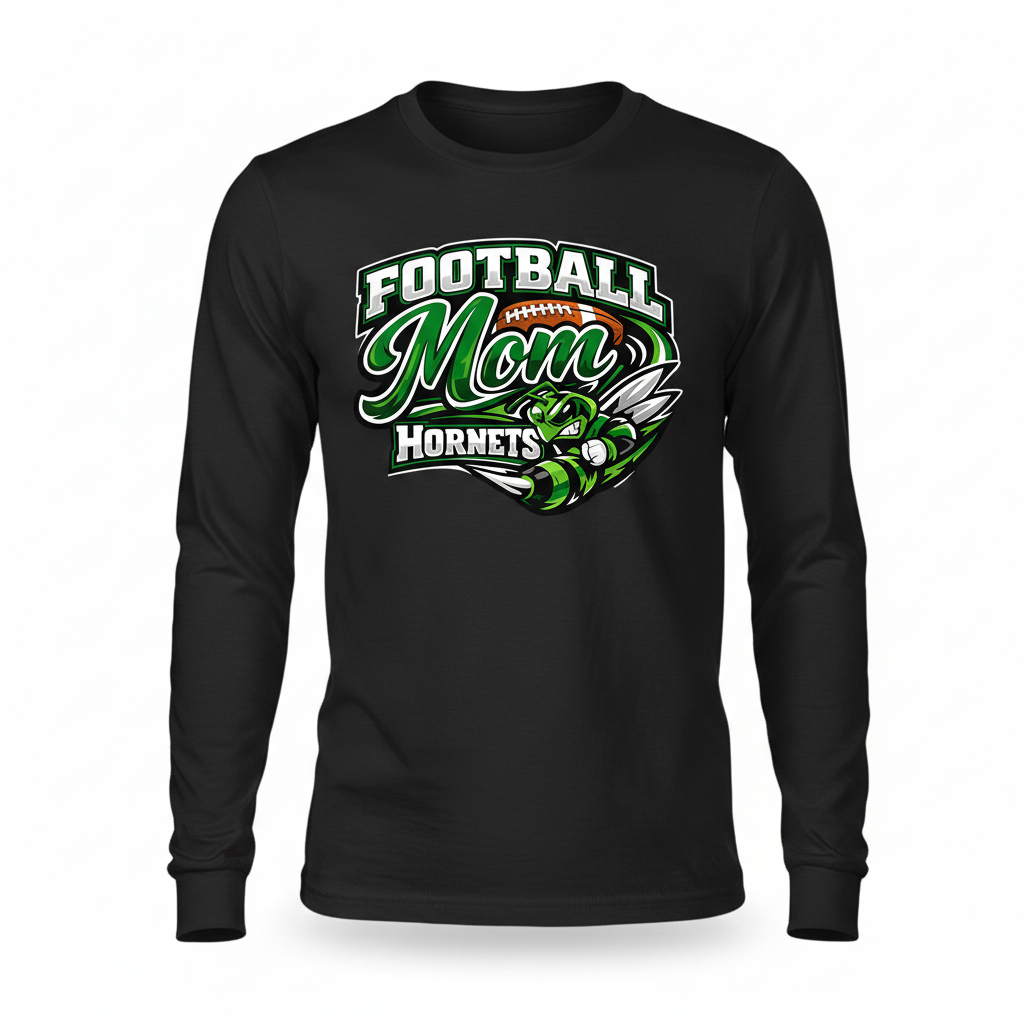 Hornets Football Mom Long Sleeve - Black