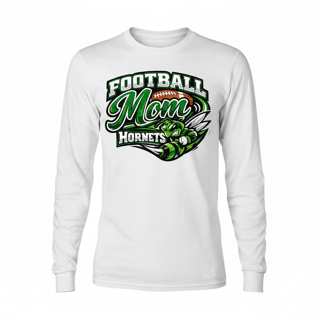 Hornets Football Mom Long Sleeve - White