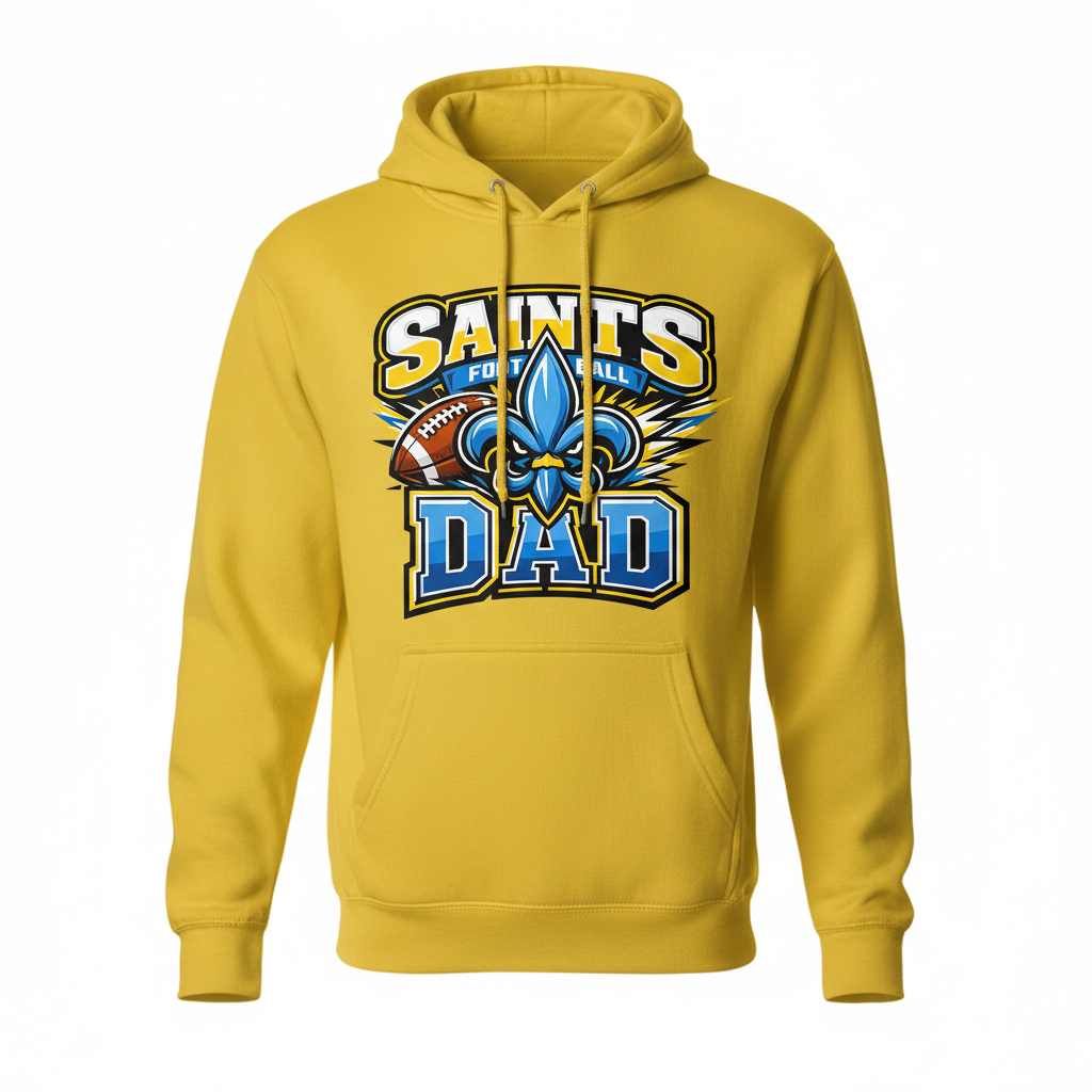 Saints Football Dad Hoodie - Yellow